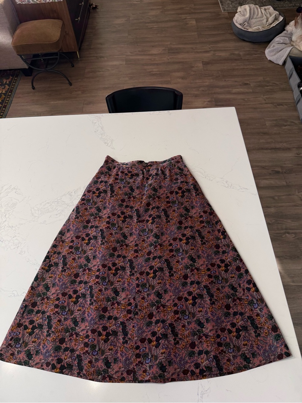 Barry Bricken Nordstrom Floral A-Line Midi Skirt in Mauve Pink 8